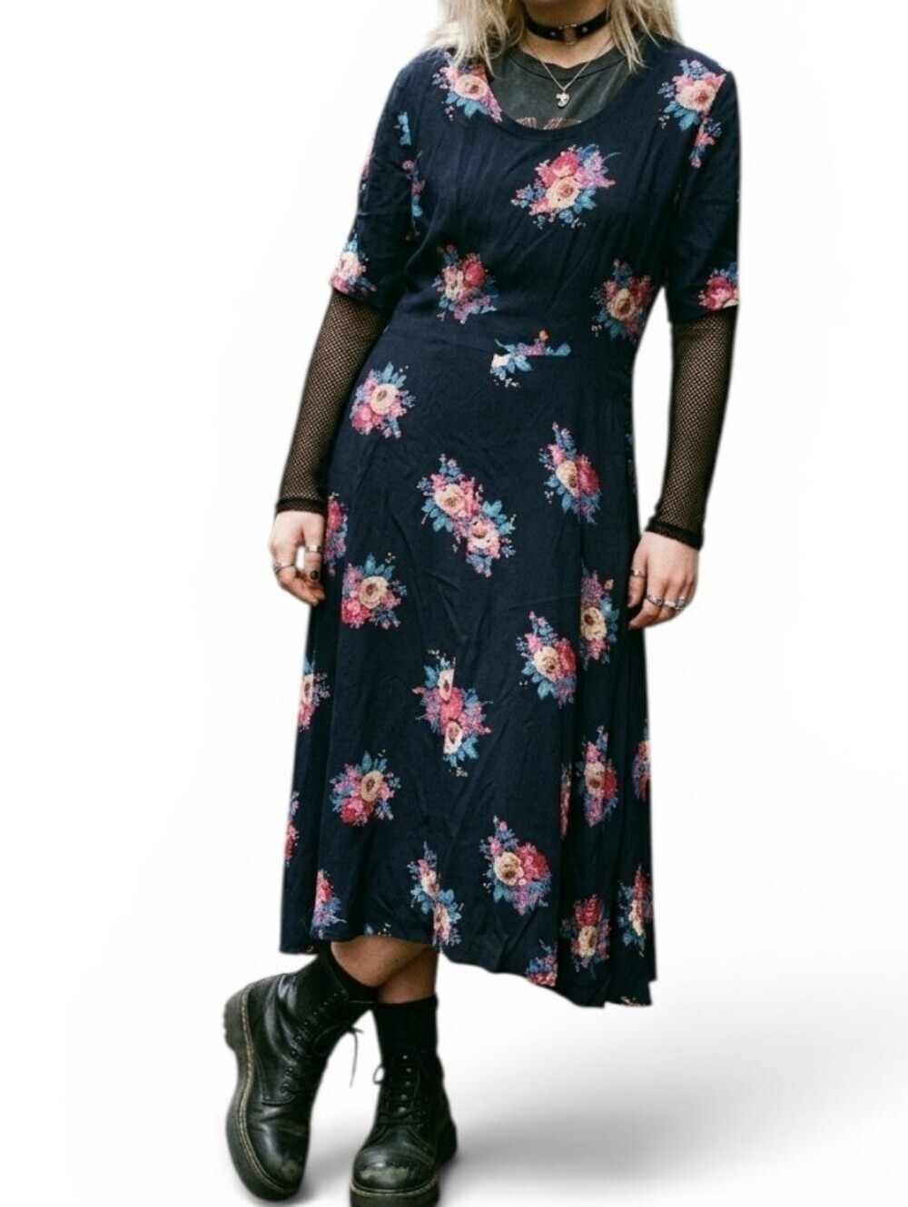 STARINA Vintage Floral Midi Dress Cottagecore Boho Whimsical - Picture 1 of 11